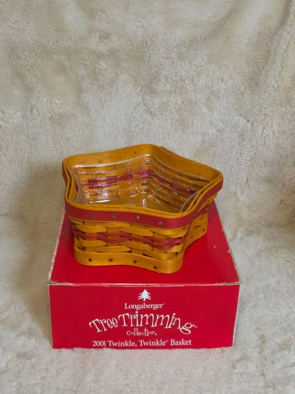 Longaberger 2001 Tree Trimming Twinkle Twinkle Basket with Box and Plastic Liner